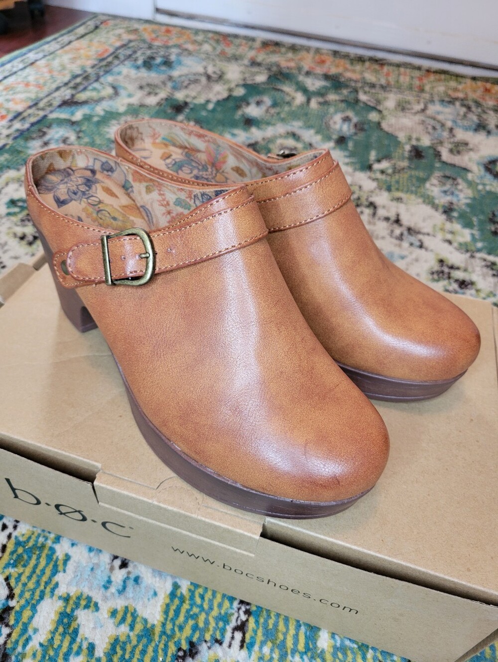 B.O.C Adel Tan Vintage Inspired Platform Chunky Clog Heel, Size Womens 9.5 - Picture 3 of 8